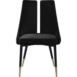 Meridian Sleek Black Velvet Dining Chair
