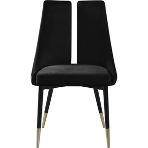 Meridian Sleek Black Velvet Dining Chair