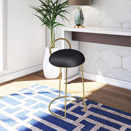 Meridian Ring Black Velvet Counter Stool