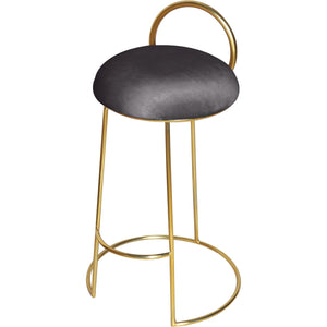Meridian Ring Grey Velvet Counter Stool