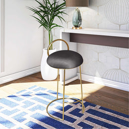Meridian Ring Grey Velvet Counter Stool