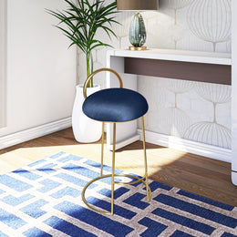 Meridian Ring Navy Velvet Counter Stool