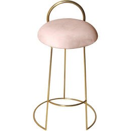 Meridian Ring Pink Velvet Counter Stool