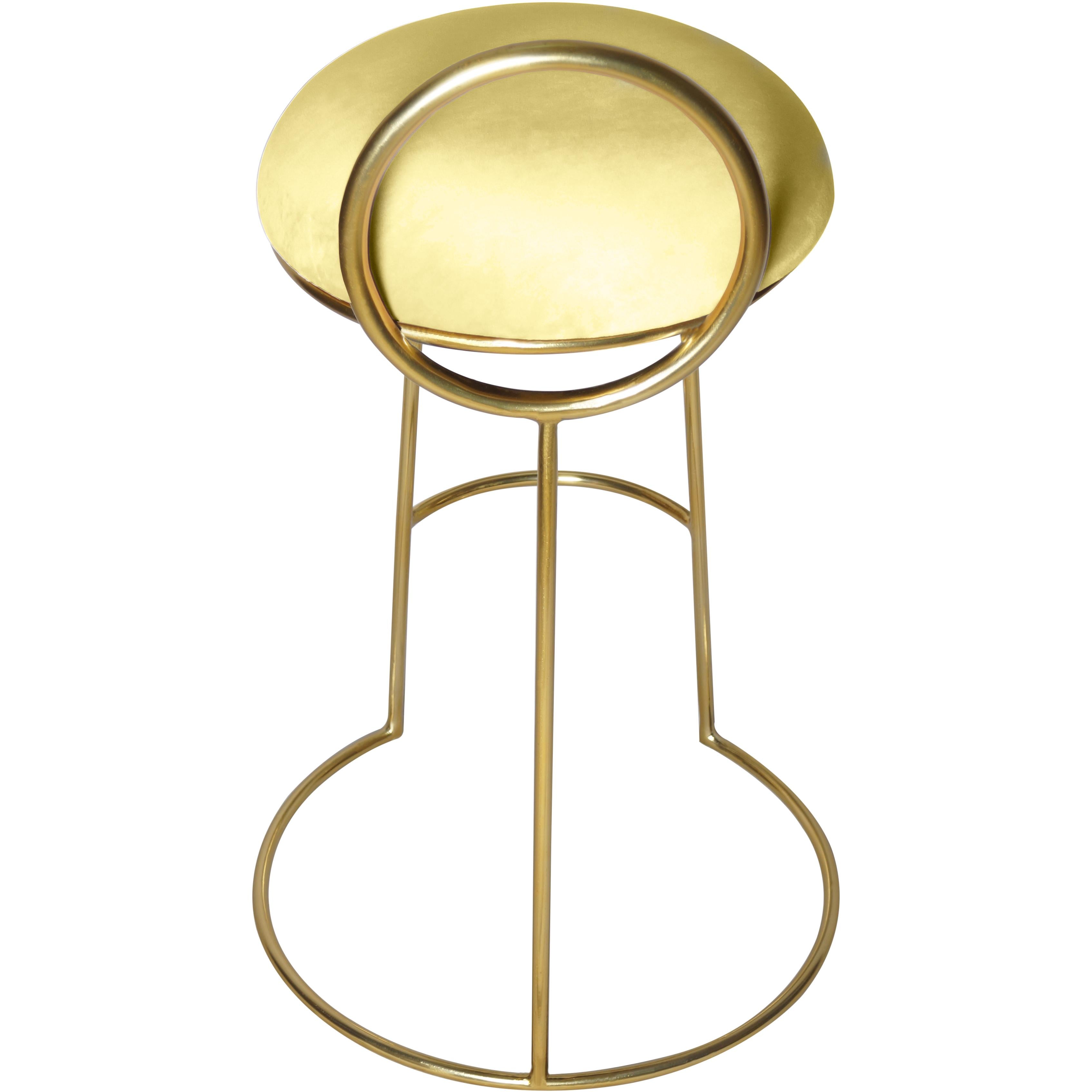 Meridian Ring Yellow Velvet Counter Stool
