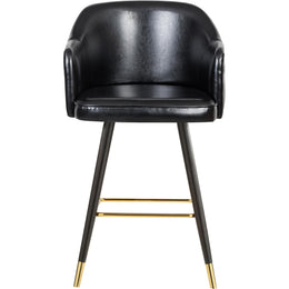 Meridian Barbosa Black Vegan Leather Counter/Bar Stool