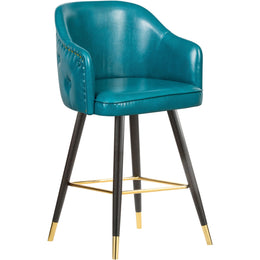 Meridian Barbosa Blue Vegan Leather Counter/Bar Stool
