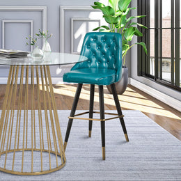 Meridian Portnoy Teal Vegan Leather Counter/Bar Stool