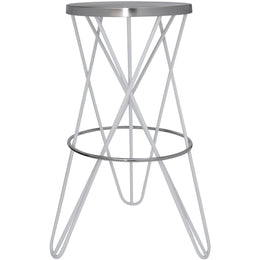 Meridian Mercury White Iron Bar Stool