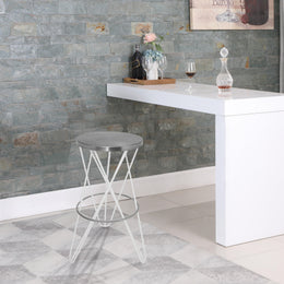 Meridian Mercury White Iron Bar Stool