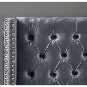 Meridian Barolo Grey Velvet Twin Bed
