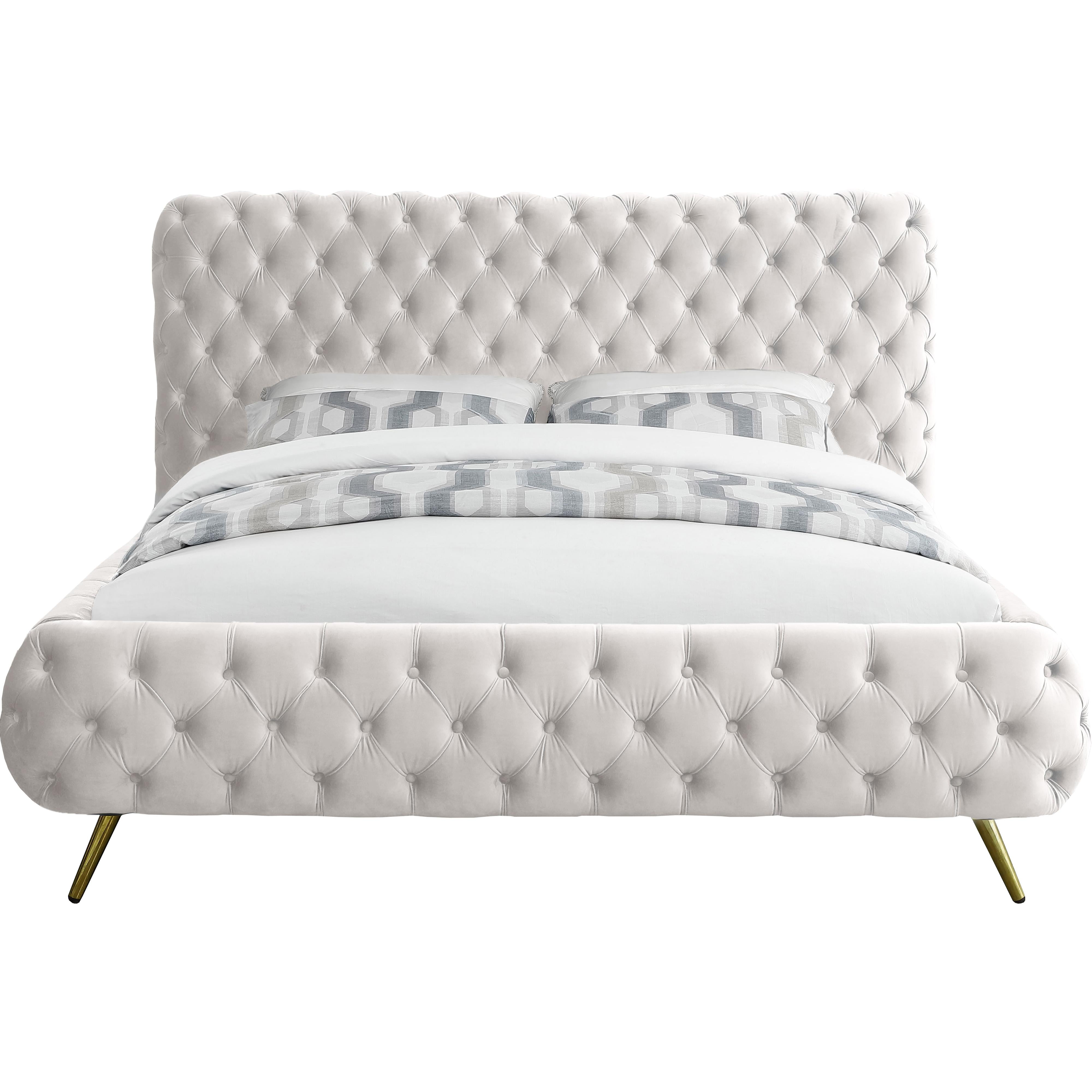 Meridian Delano Cream Velvet King Bed