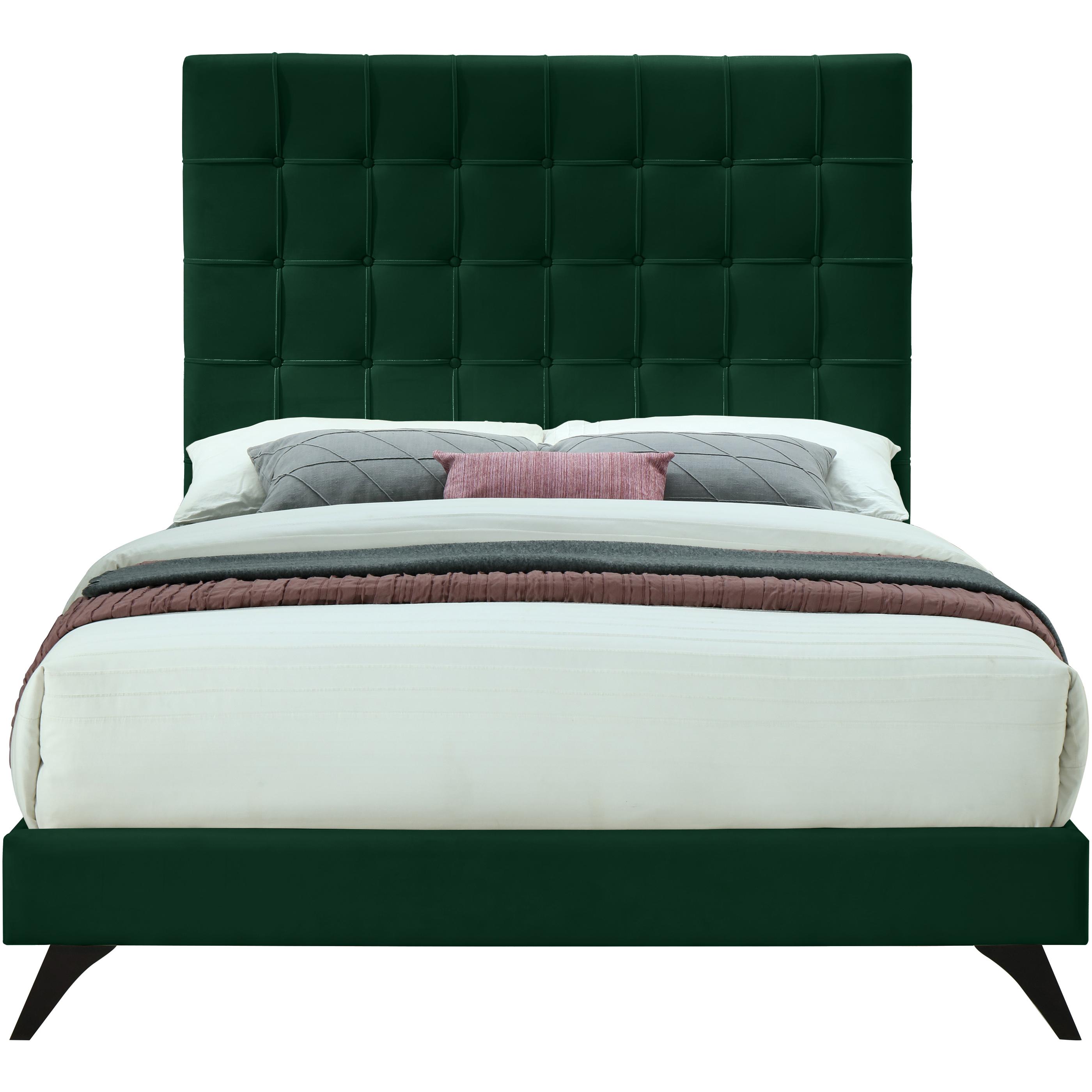 Meridian Elly Green Velvet Full Bed