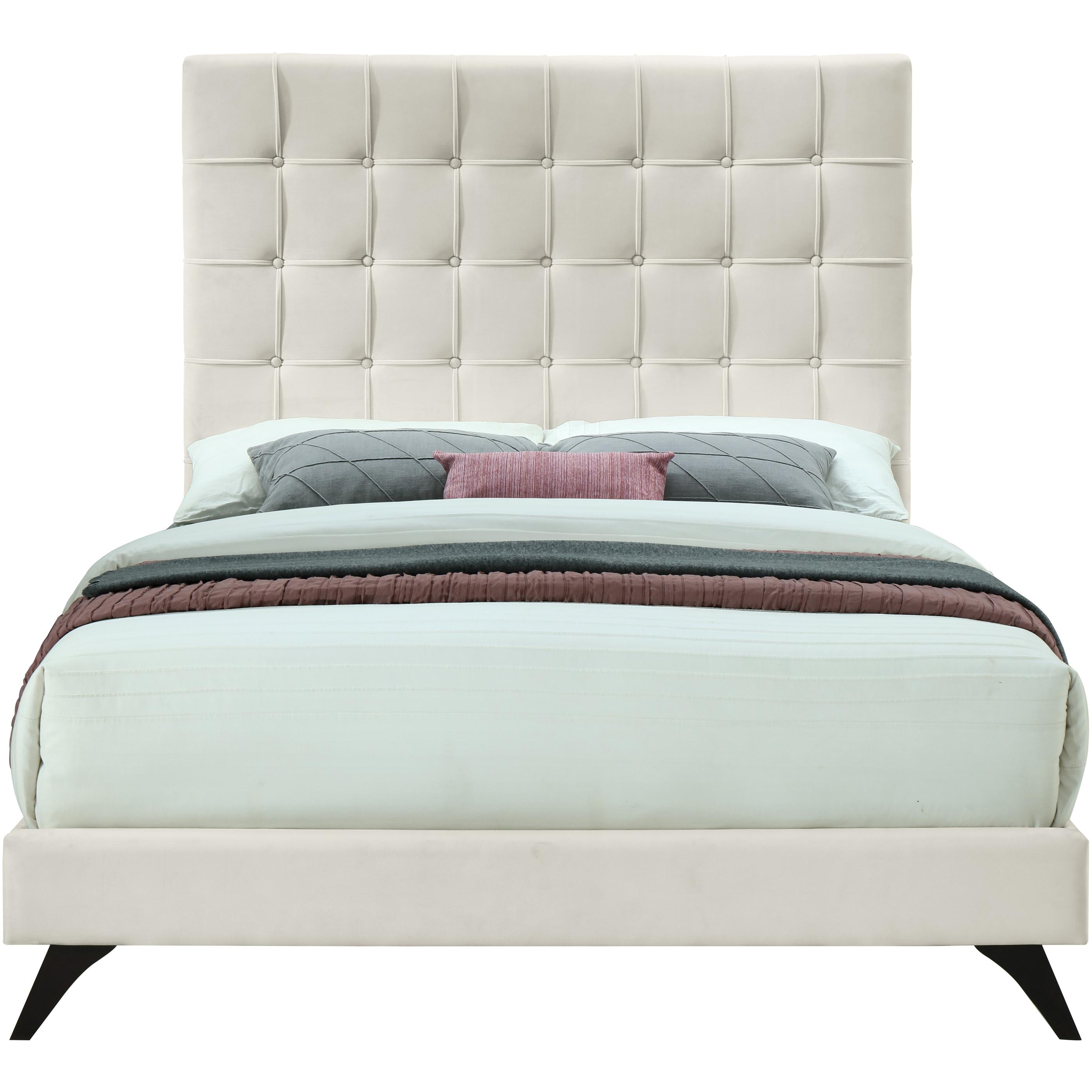 Meridian Elly Cream Velvet King Bed