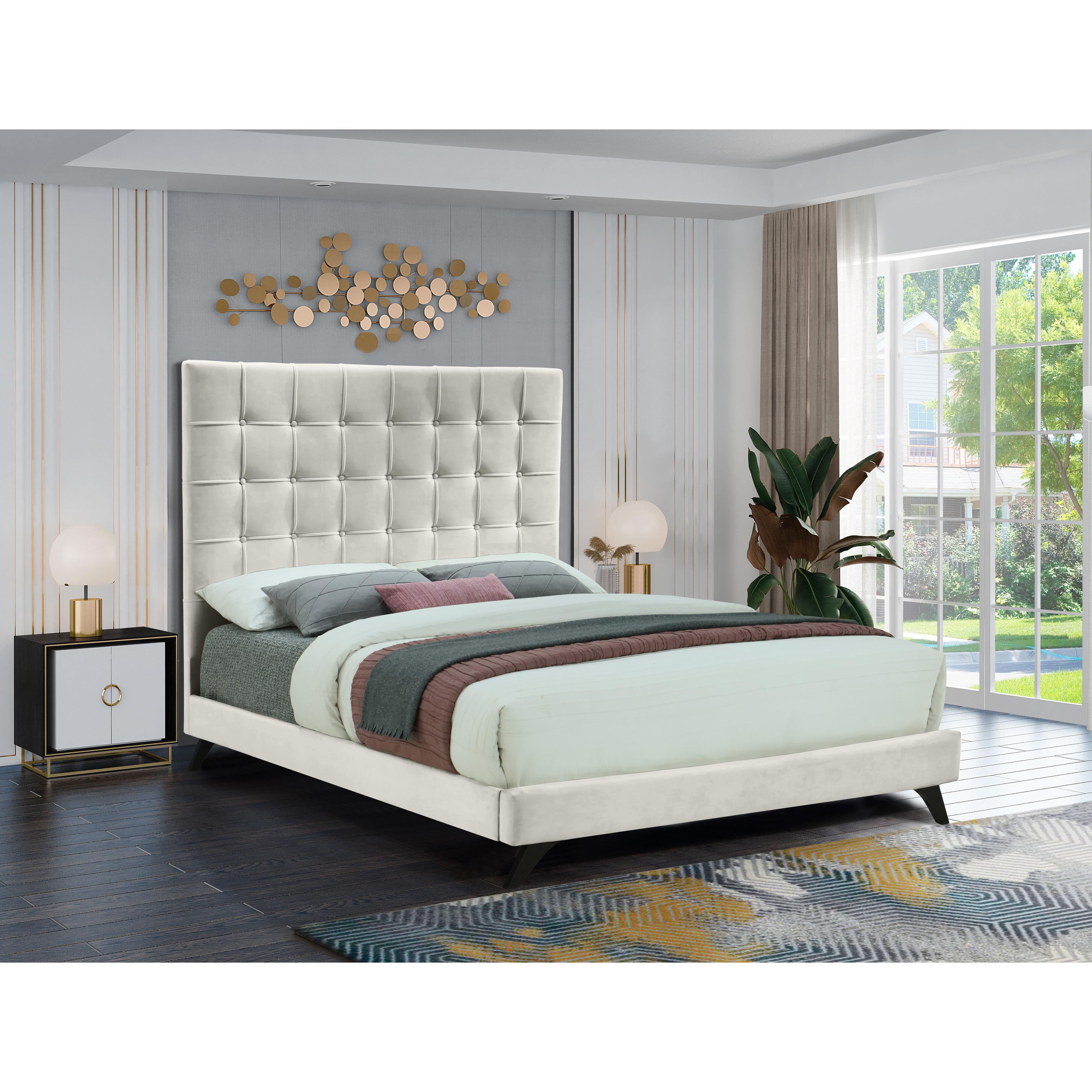 Meridian Elly Cream Velvet King Bed