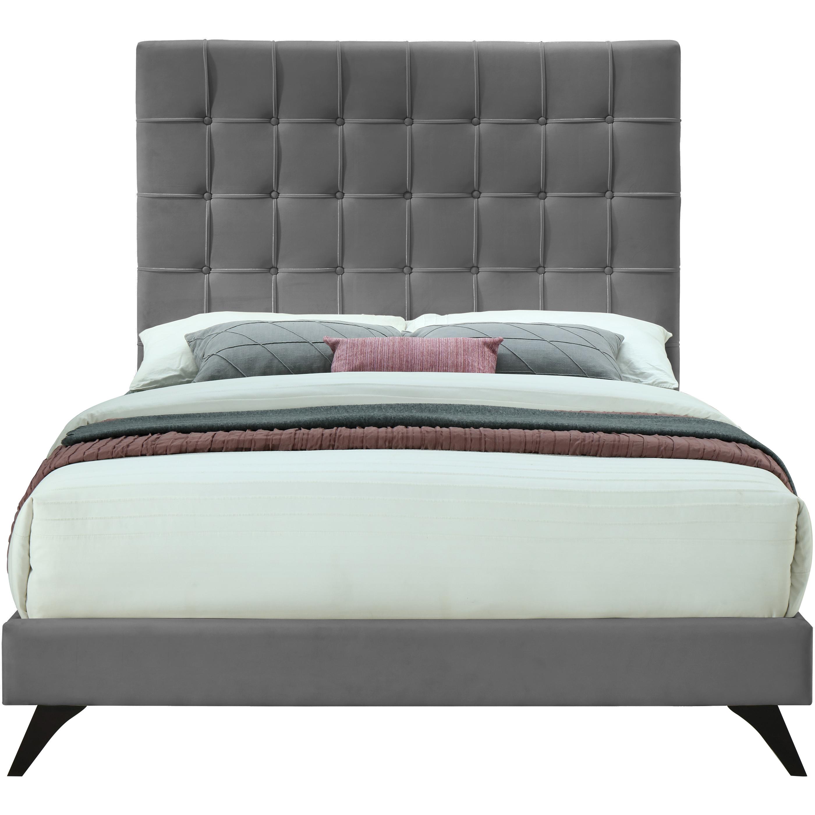 Meridian Elly Grey Velvet King Bed