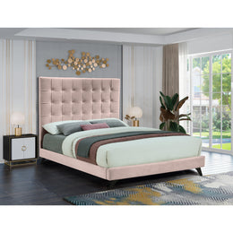 Meridian Elly Pink Velvet King Bed
