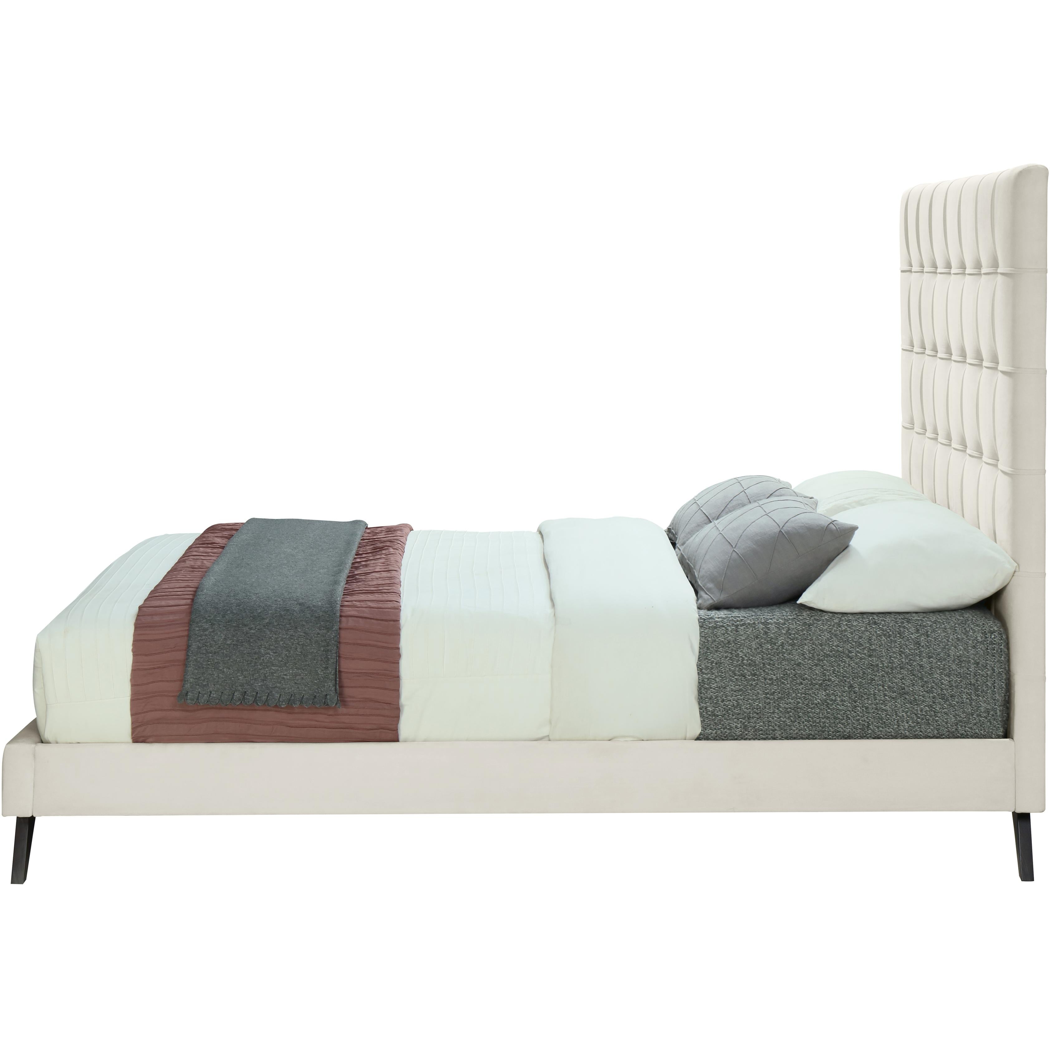 Meridian Elly Cream Velvet Queen Bed