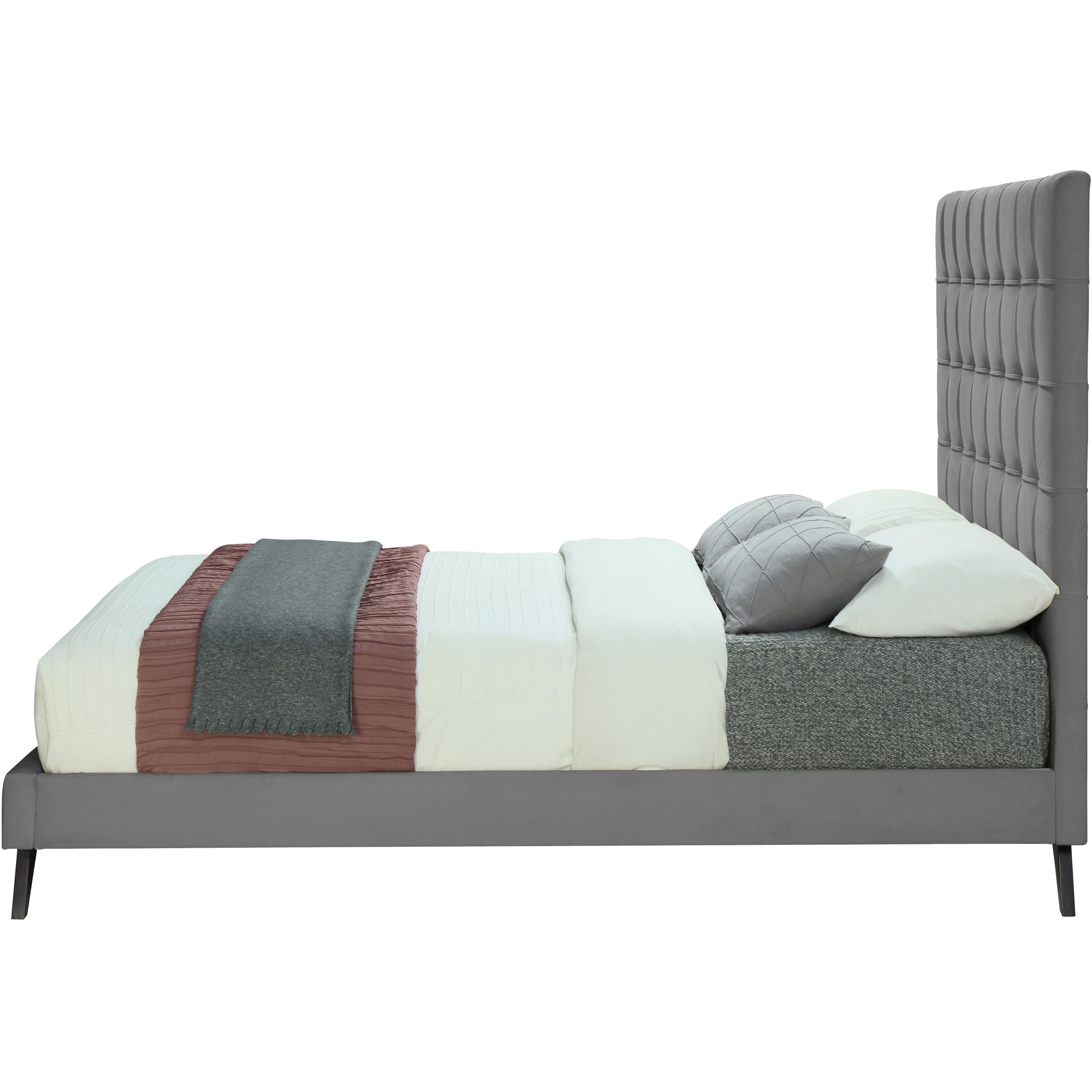 Meridian Elly Grey Velvet Queen Bed