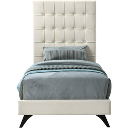 Meridian Elly Cream Velvet Twin Bed