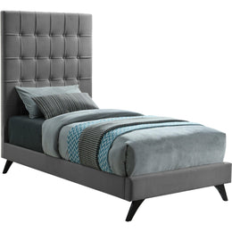 Meridian Elly Grey Velvet Twin Bed