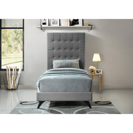 Meridian Elly Grey Velvet Twin Bed