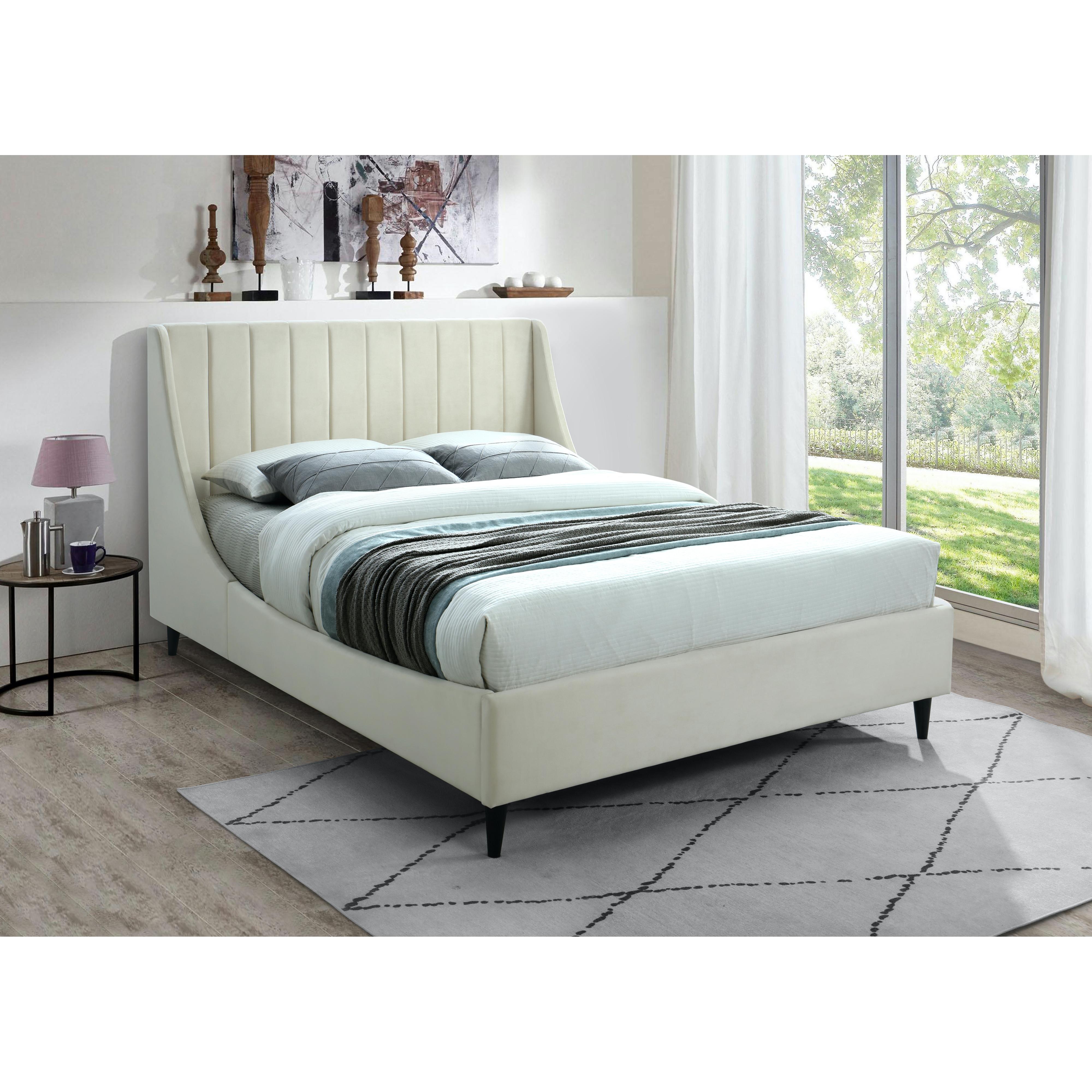 Meridian Eva Cream Velvet Full Bed