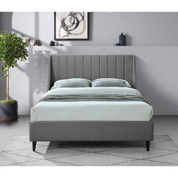 Meridian Eva Grey Velvet Full Bed