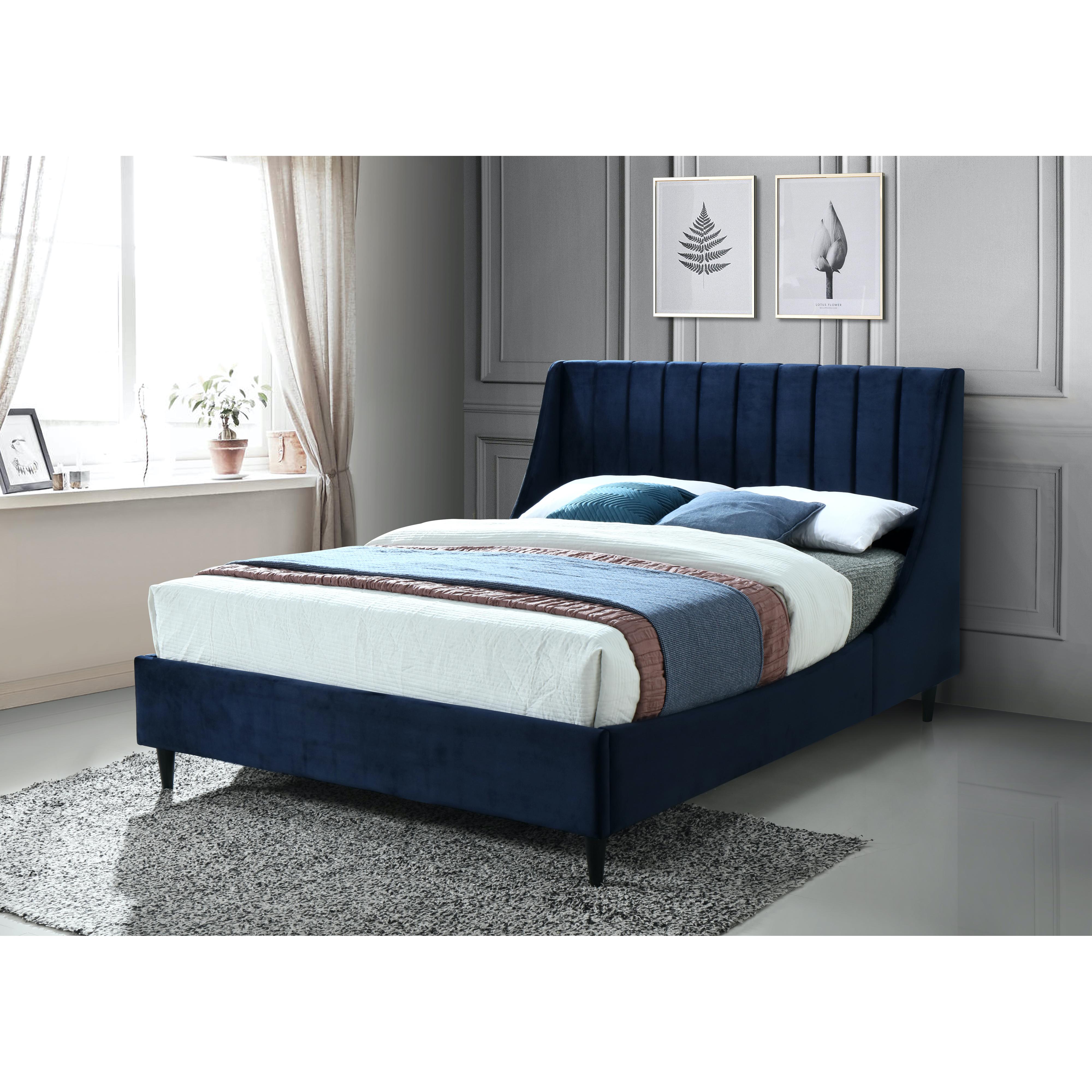 Meridian Eva Navy Velvet Full Bed