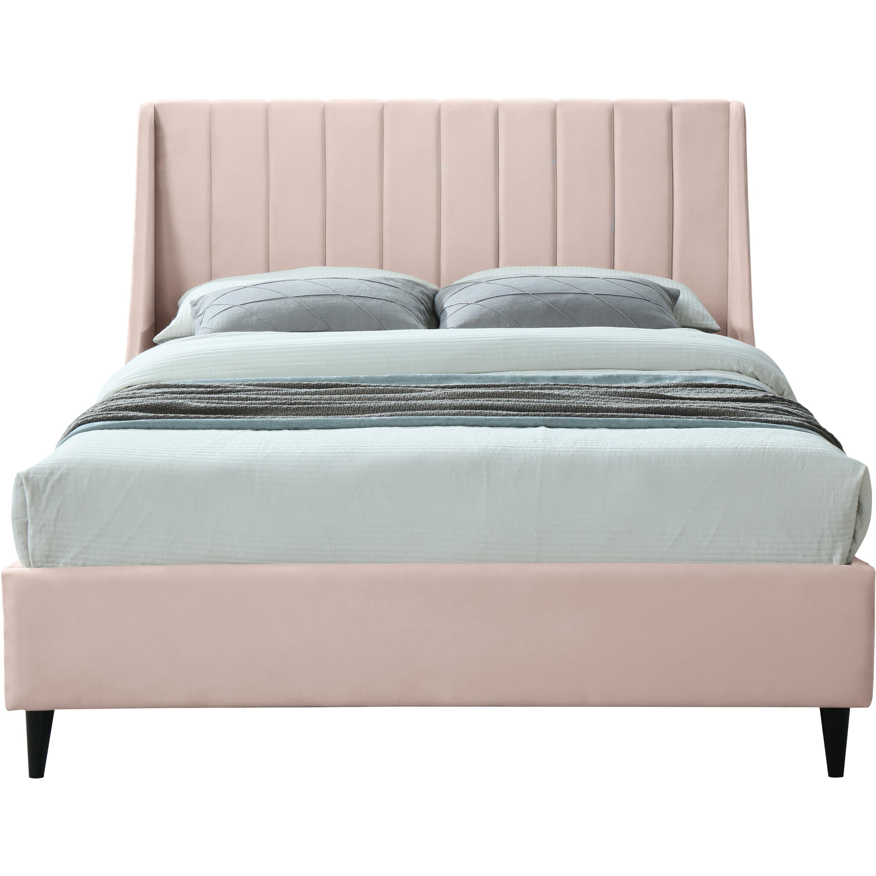 Meridian Eva Pink Velvet Full Bed
