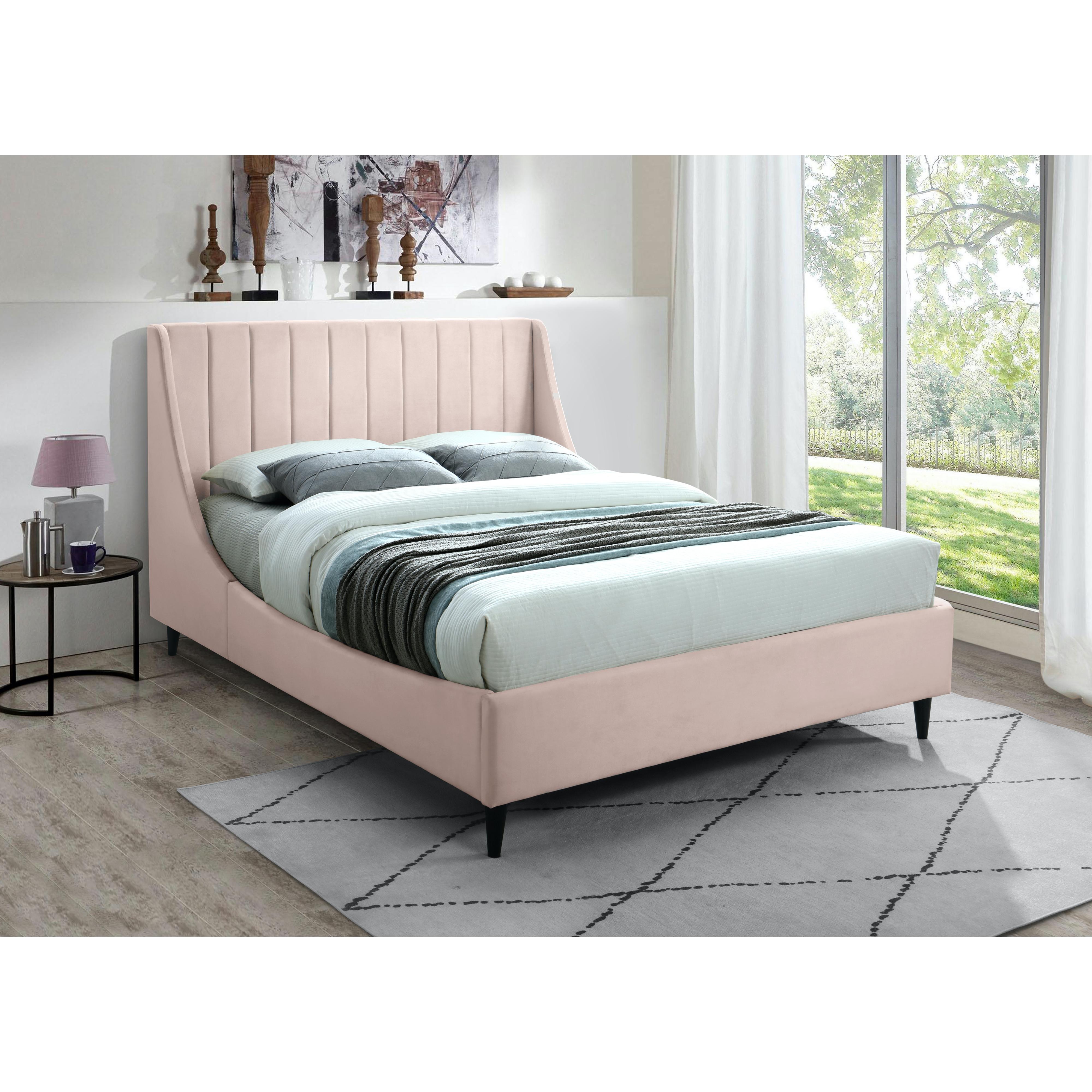 Meridian Eva Pink Velvet Full Bed