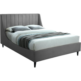 Meridian Eva Grey Velvet King Bed