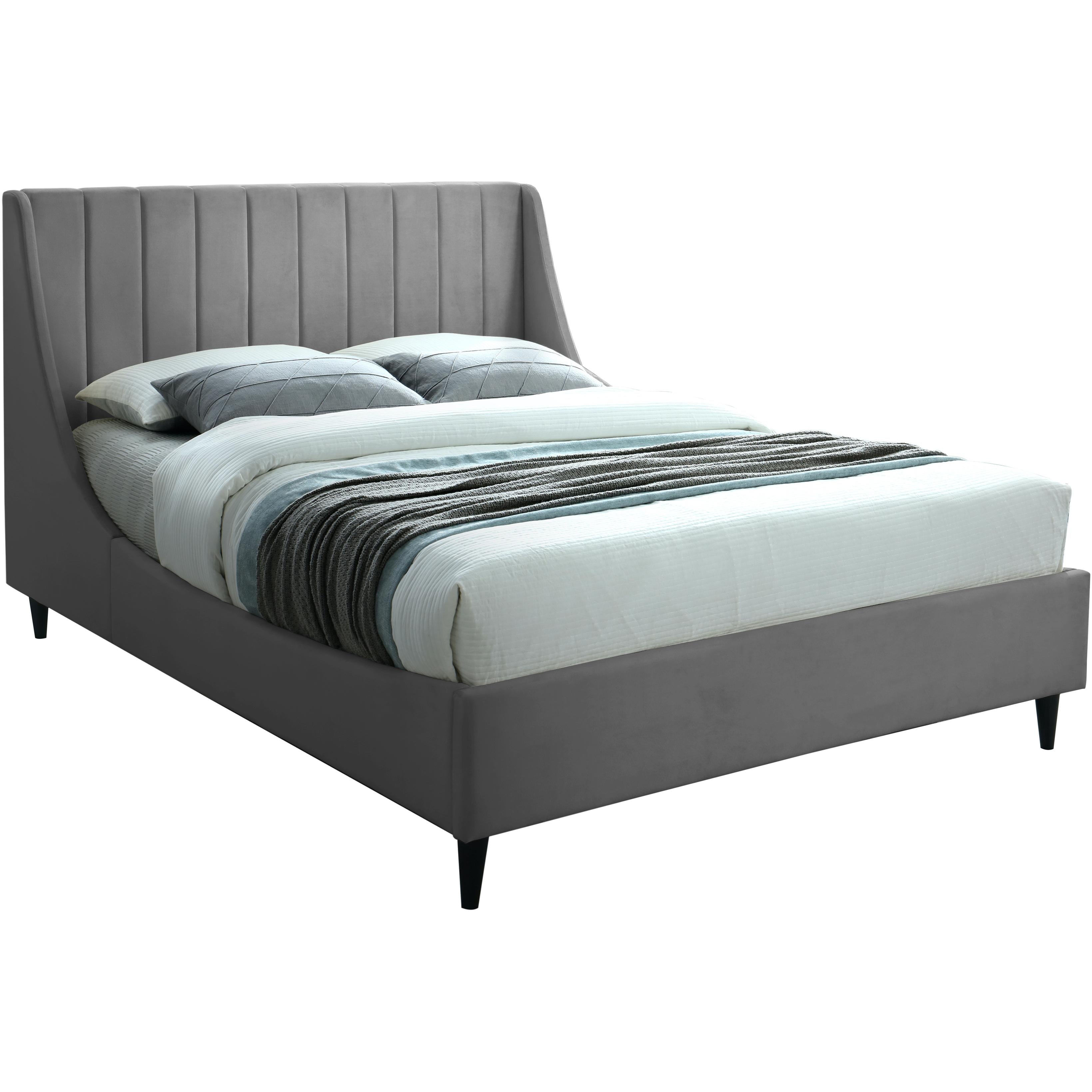 Meridian Eva Grey Velvet King Bed