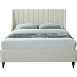 Meridian Eva Cream Velvet Queen Bed