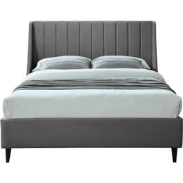 Meridian Eva Grey Velvet Queen Bed