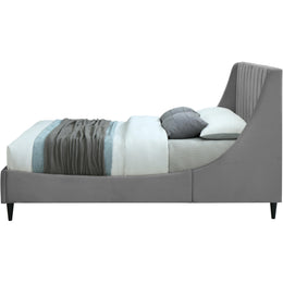 Meridian Eva Grey Velvet Queen Bed