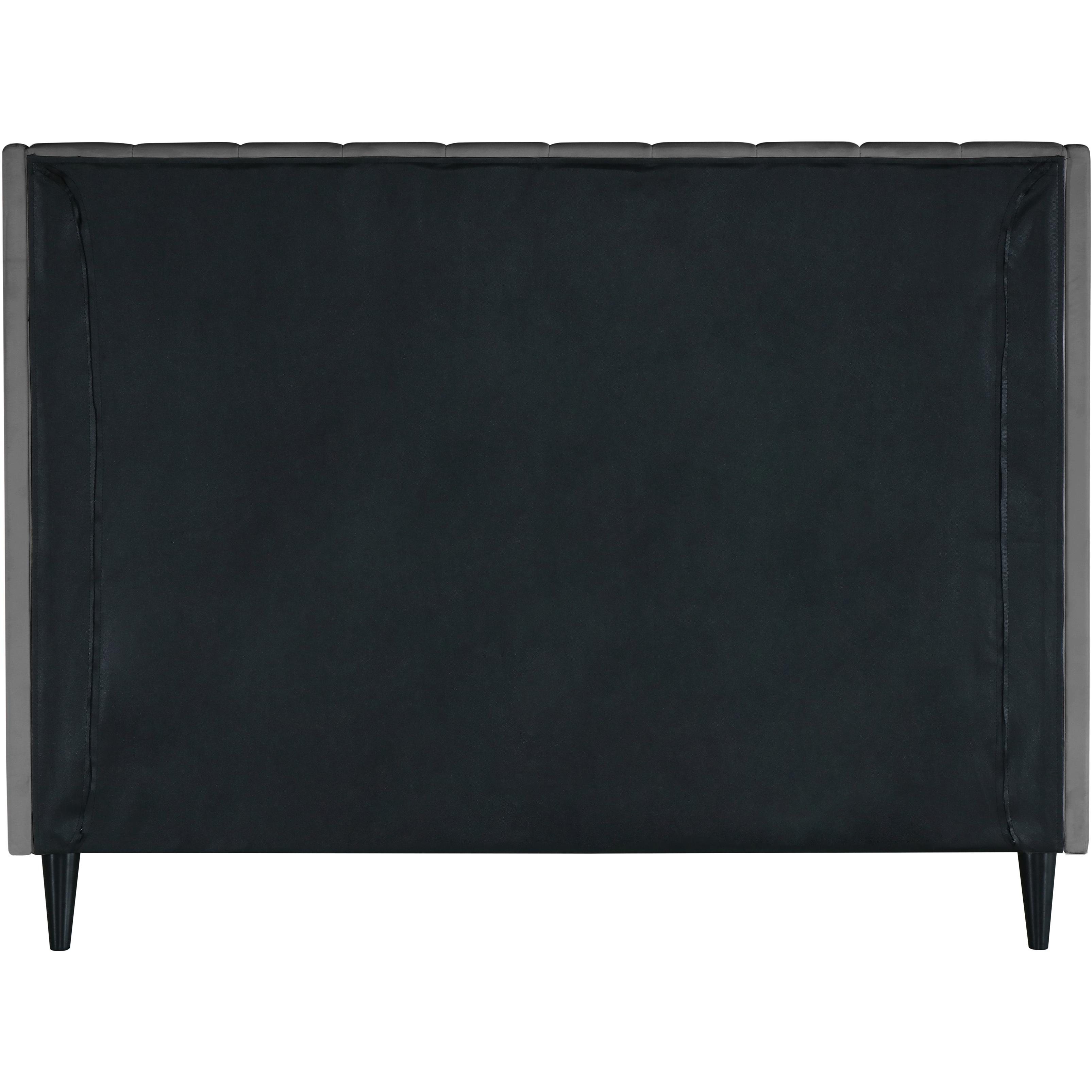 Meridian Eva Grey Velvet Queen Bed