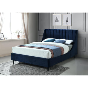 Meridian Eva Navy Velvet Queen Bed
