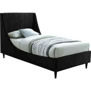 Meridian Eva Black Velvet Twin Bed
