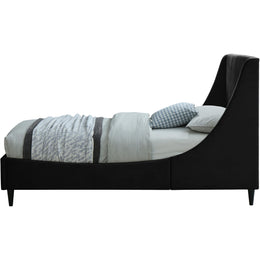 Meridian Eva Black Velvet Twin Bed