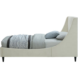 Meridian Eva Cream Velvet Twin Bed