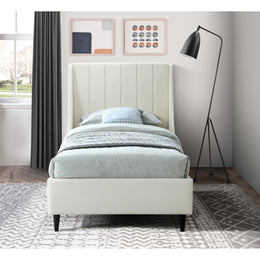Meridian Eva Cream Velvet Twin Bed