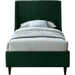Meridian Eva Green Velvet Twin Bed
