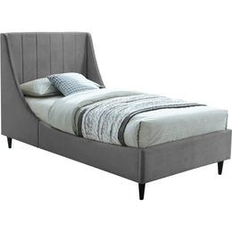 Meridian Eva Grey Velvet Twin Bed