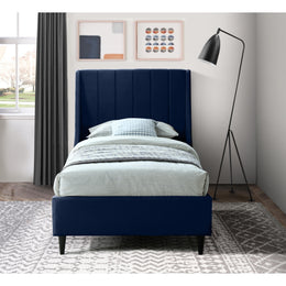 Meridian Eva Navy Velvet Twin Bed