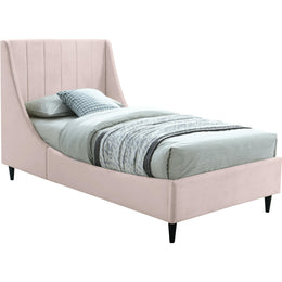 Meridian Eva Pink Velvet Twin Bed