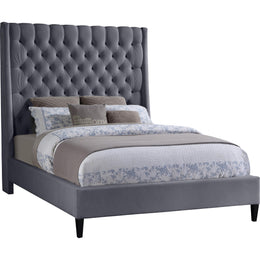 Meridian Fritz Grey Velvet Full Bed