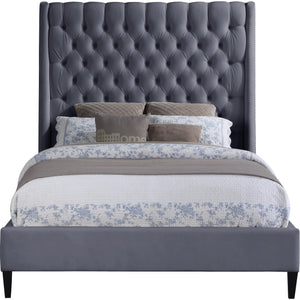 Meridian Fritz Grey Velvet Full Bed