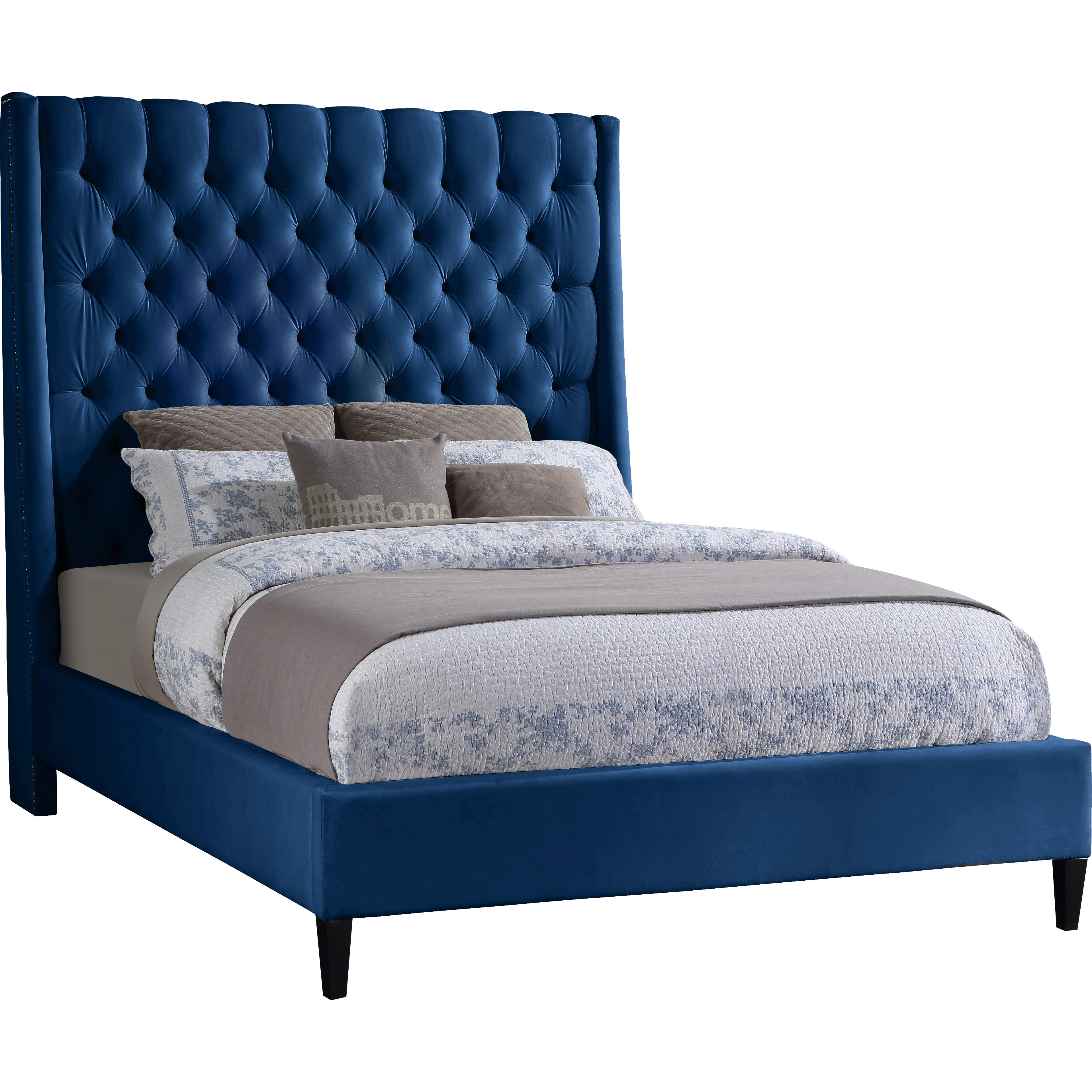 Meridian Fritz Navy Velvet Full Bed