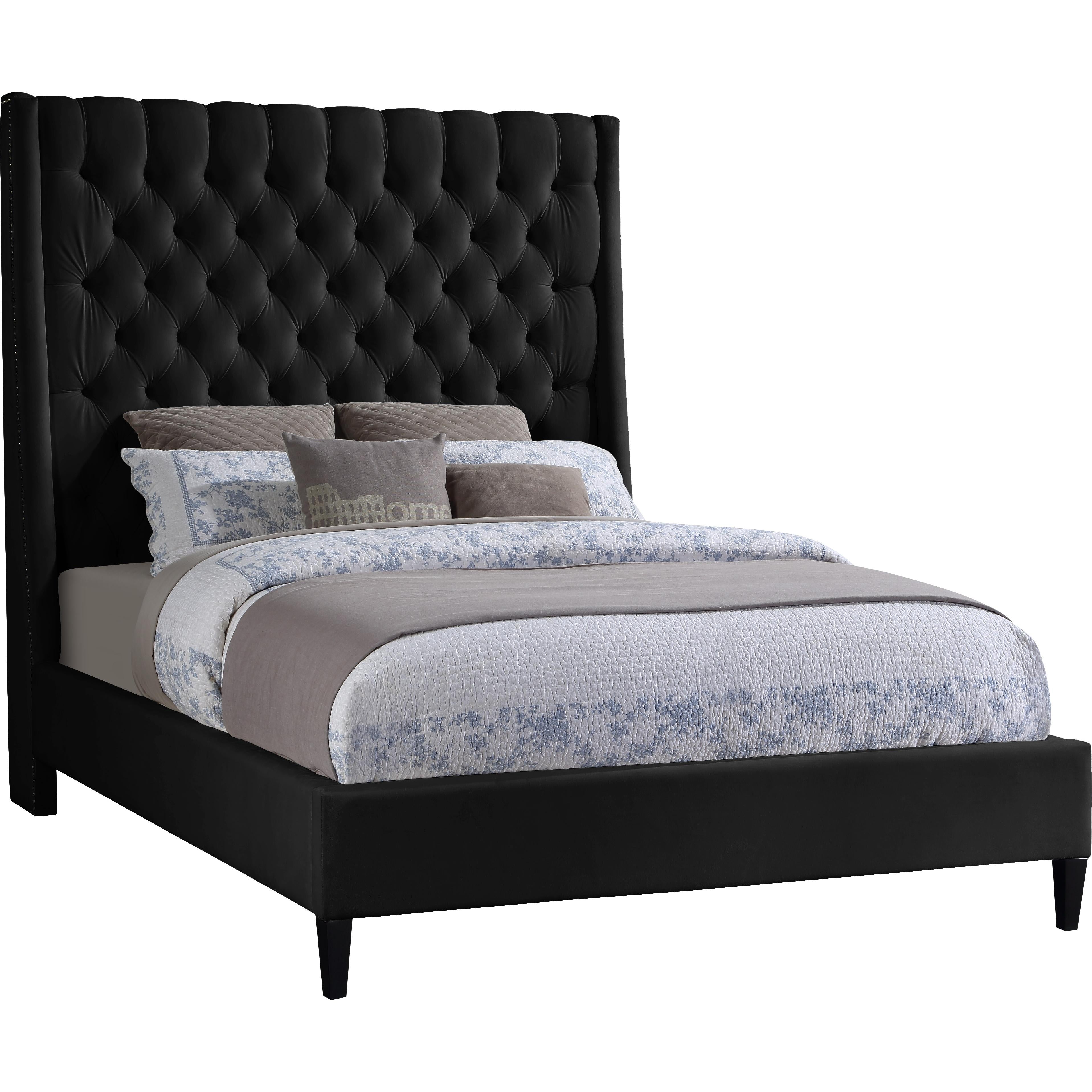 Meridian Fritz Black Velvet King Bed