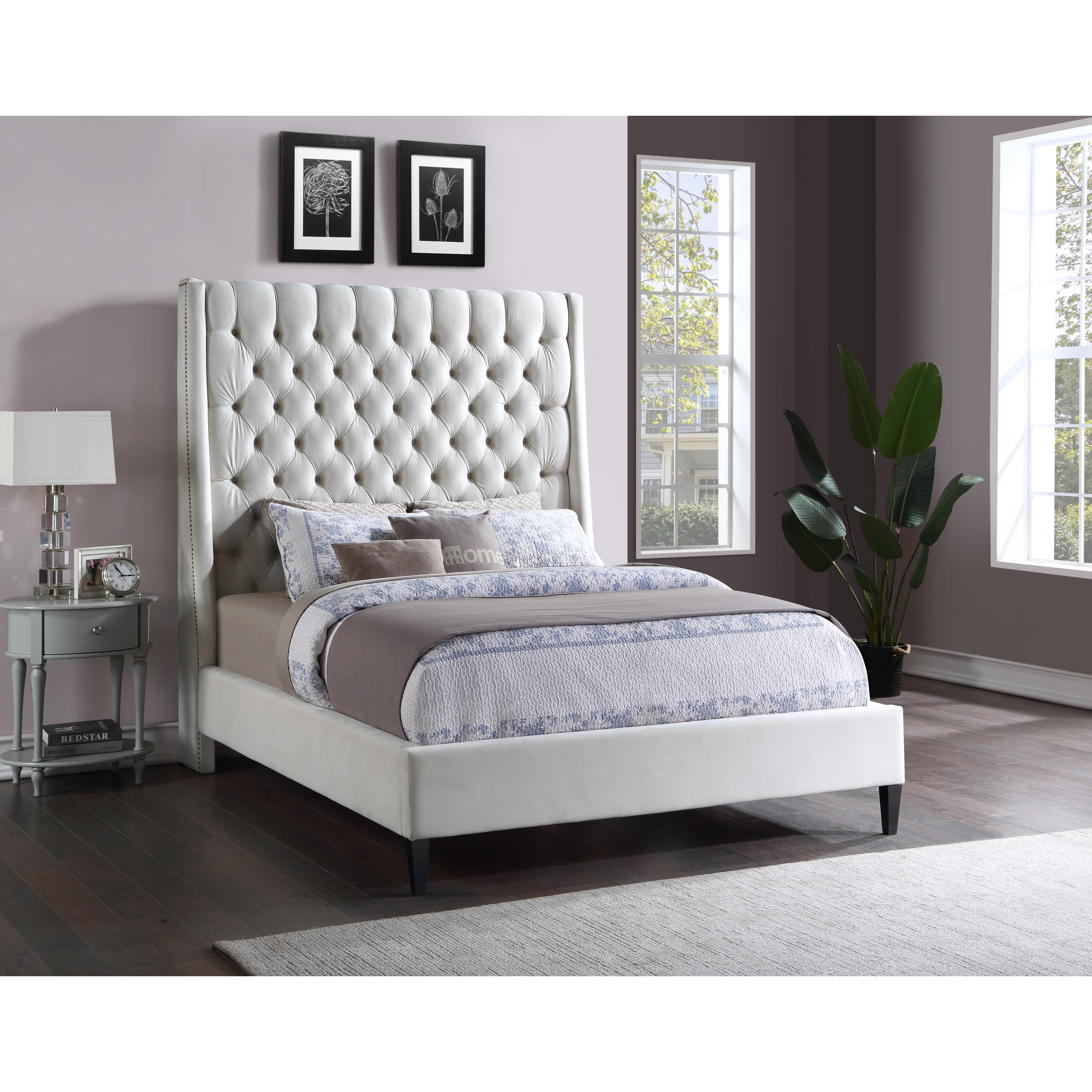 Meridian Fritz Cream Velvet King Bed